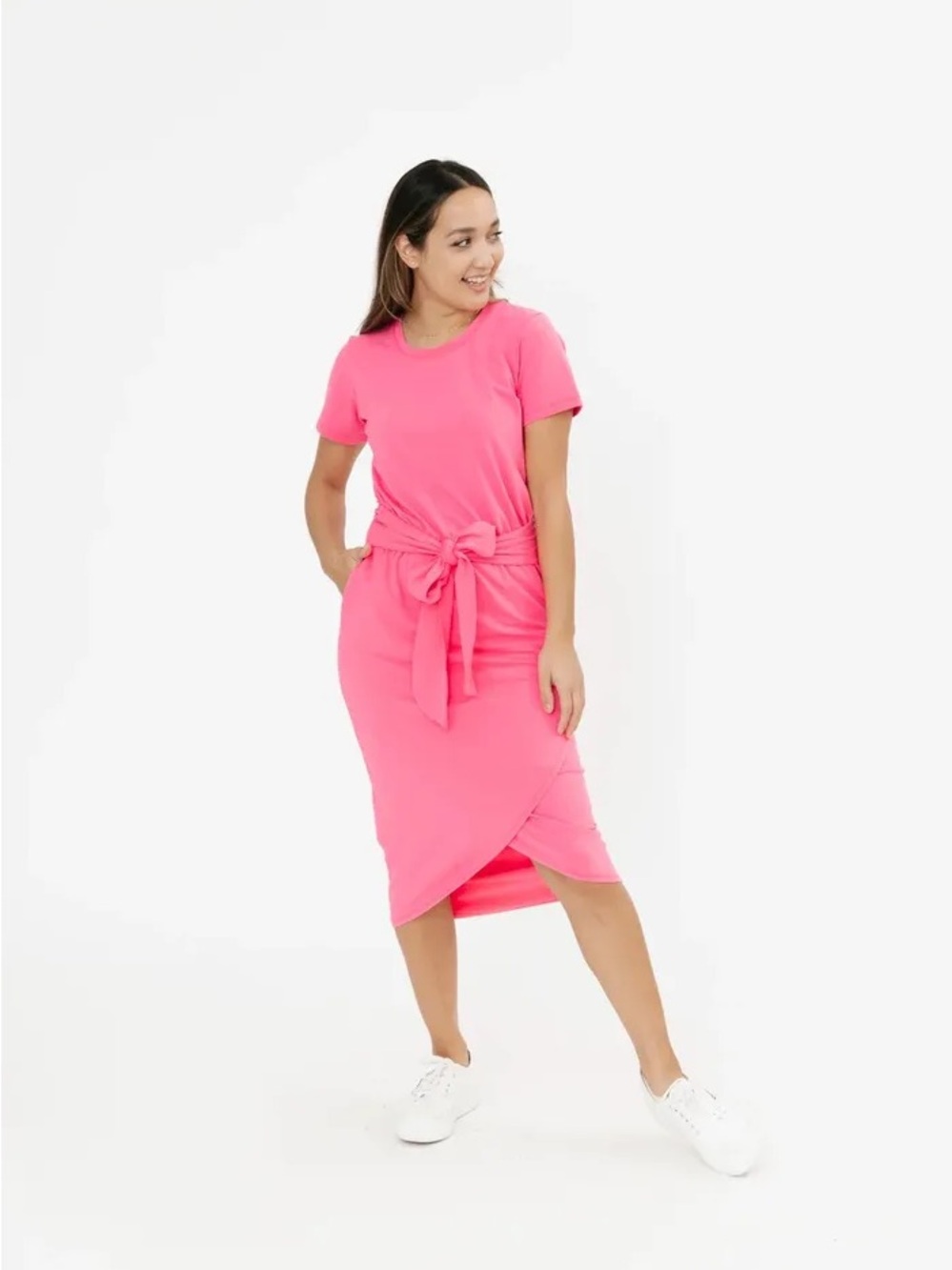 hot pink Smash + Tess Rebecca Wrap Dress. Can fit small - medium